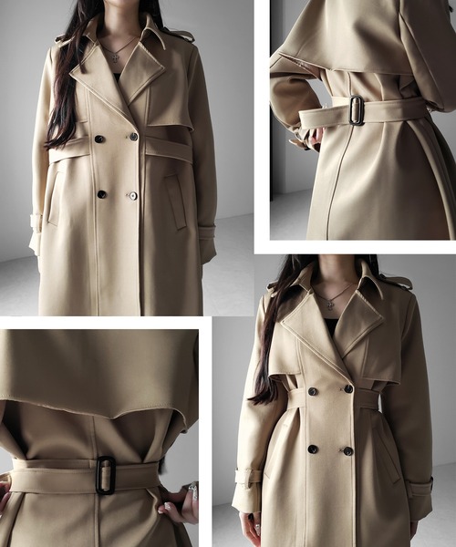 me+em select(ミームセレクト)の「【 2color 】ウエストマークレディロングトレンチコート / waistmark lady long trench coat(トレンチコート・レディース・ブラック/ベージュ・FREE)」の7枚目の写真