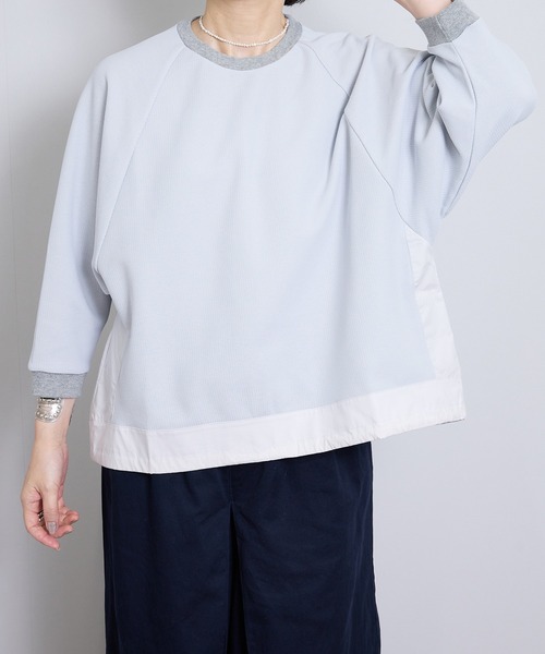 vent blanc（ヴァンブラン）の「ヴァンブラン vent blanc カノコ×タイプライターコンビプルオーバー（ジャージ・レディース・チャコールグレー・FREE）」の6枚目の写真