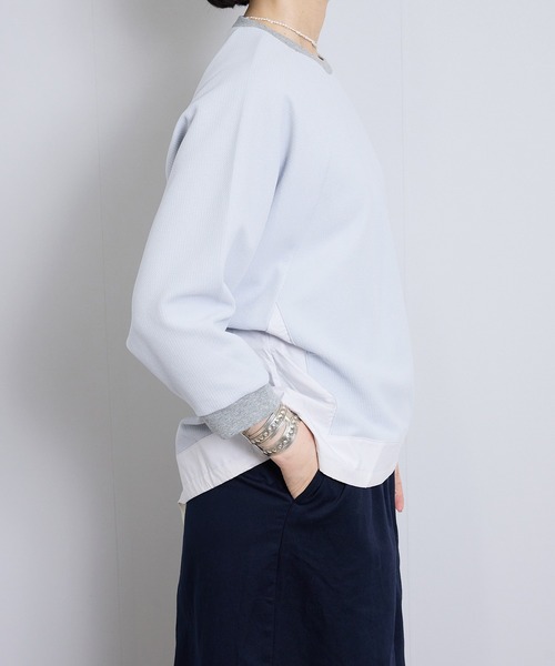 vent blanc（ヴァンブラン）の「ヴァンブラン vent blanc カノコ×タイプライターコンビプルオーバー（ジャージ・レディース・チャコールグレー・FREE）」の8枚目の写真