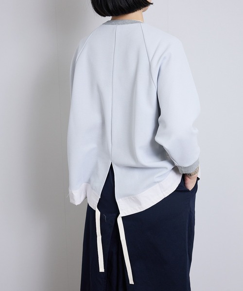 vent blanc（ヴァンブラン）の「ヴァンブラン vent blanc カノコ×タイプライターコンビプルオーバー（ジャージ・レディース・チャコールグレー・FREE）」の9枚目の写真