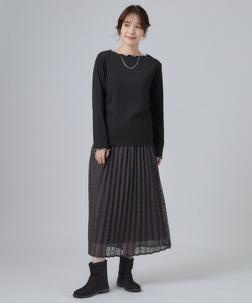 SHOO・LA・RUE(シューラルー)の「ローヒールストレッチブーツ(ブーツ・レディース・ブラウン系その他/ブラック・35/45)」の5枚目の写真