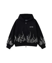 ジップフーディ|Fire Pattern Rhinestone Zip Hoodie|SUPPLIER