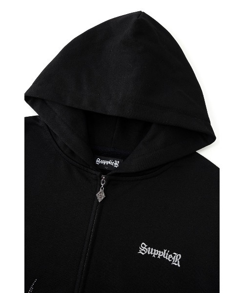 SUPPLIER（サプライヤー）の「ジップフーディ｜Fire Pattern Rhinestone Zip Hoodie｜SUPPLIER（パーカー・メンズ・ブラック/レッド・LARGE/X-LARGE/SMALL/MEDIUM）」の12枚目の写真