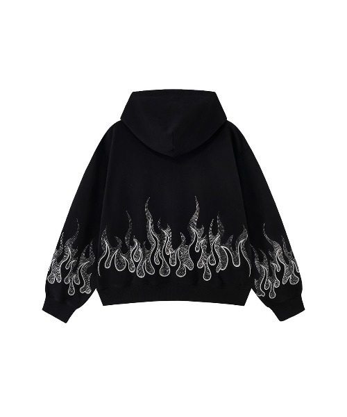 SUPPLIER（サプライヤー）の「ジップフーディ｜Fire Pattern Rhinestone Zip Hoodie｜SUPPLIER（パーカー・メンズ・ブラック/レッド・LARGE/X-LARGE/SMALL/MEDIUM）」の11枚目の写真