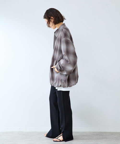 B.C STOCK(ベーセーストック)の「オンブレチェック ZIPUP SHIRTS BZ(ブルゾン・メンズ・チャコールグレー/サックスブルー/グリーン・MEDIUM/LARGE)」の5枚目の写真