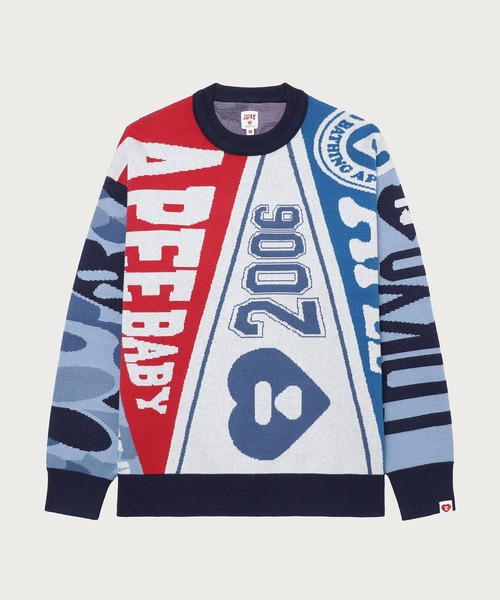 A BATHING APE ニットセーター COLLEGE FLAG KNIT SWEATER（ニット/セーター）｜APEE BY A BATHING