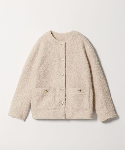 BEAUTY&YOUTH UNITED ARROWS(ビューティーアンドユースユナイテッドアローズ)の「【WEB限定】ナッピング ノーカラージャケット(ノーカラージャケット・レディース・ベージュ/ネイビー・S/M)」の2枚目の写真