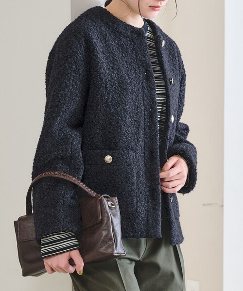 BEAUTY&YOUTH UNITED ARROWS(ビューティーアンドユースユナイテッドアローズ)の「【WEB限定】ナッピング ノーカラージャケット(ノーカラージャケット・レディース・ベージュ/ネイビー・S/M)」の11枚目の写真