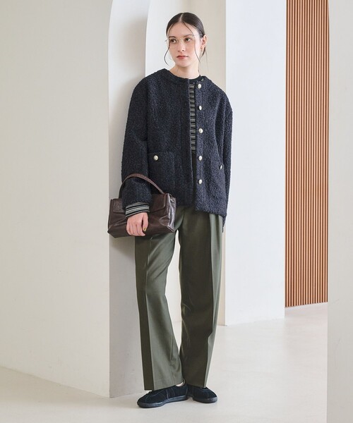 BEAUTY&YOUTH UNITED ARROWS(ビューティーアンドユースユナイテッドアローズ)の「【WEB限定】ナッピング ノーカラージャケット(ノーカラージャケット・レディース・ベージュ/ネイビー・S/M)」の9枚目の写真