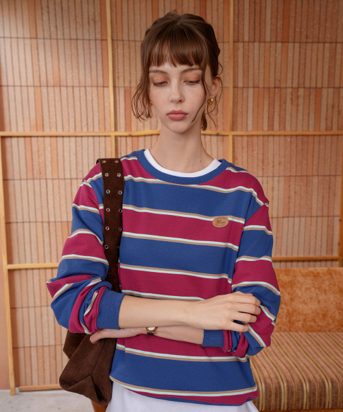 PIGMENT(ピグメント)の「大きめワンパッチボクシースウェット (YZTS2607117)(スウェット・レディース・ブラウン/ダークパープル・FREE)」の3枚目の写真
