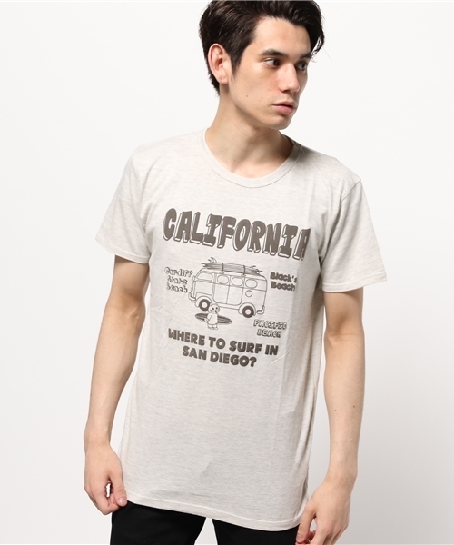 Lens Concave(レンズコンケイブ)の「CALIFORNIA Tee(Tシャツ/カットソー・メンズ・ブルー/ネイビー/グリーン/ピンク/オートミール・2/1/3/0)」の1枚目の写真