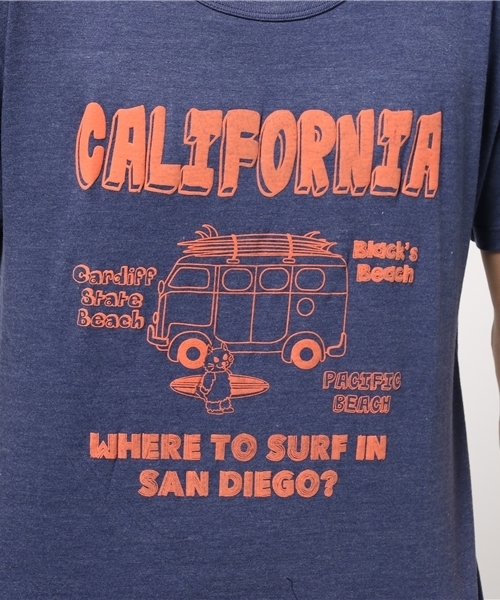 Lens Concave(レンズコンケイブ)の「CALIFORNIA Tee(Tシャツ/カットソー・メンズ・ブルー/ネイビー/グリーン/ピンク/オートミール・2/1/3/0)」の10枚目の写真