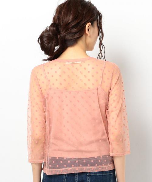 Another Edition（アナザーエディション）の「フロッキードットチュール8分袖プルオーバー/ AEBFC ﾌﾛｯｷｰ DOT TULLE  T◆（シャツ/ブラウス・レディース・ブラック/ピンク・FREE）」の3枚目の写真