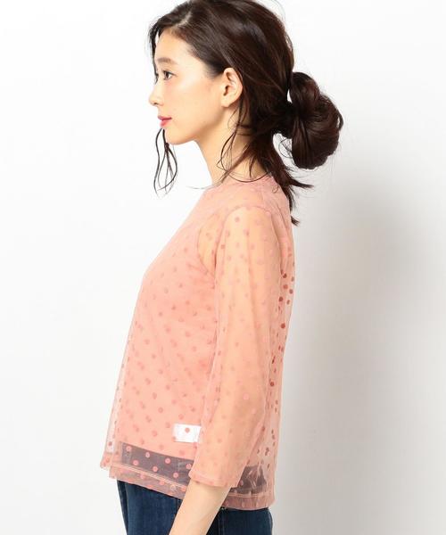 Another Edition（アナザーエディション）の「フロッキードットチュール8分袖プルオーバー/ AEBFC ﾌﾛｯｷｰ DOT TULLE  T◆（シャツ/ブラウス・レディース・ブラック/ピンク・FREE）」の5枚目の写真