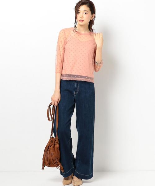 Another Edition（アナザーエディション）の「フロッキードットチュール8分袖プルオーバー/ AEBFC ﾌﾛｯｷｰ DOT TULLE  T◆（シャツ/ブラウス・レディース・ブラック/ピンク・FREE）」の6枚目の写真