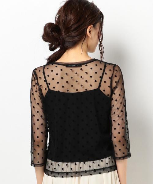 Another Edition（アナザーエディション）の「フロッキードットチュール8分袖プルオーバー/ AEBFC ﾌﾛｯｷｰ DOT TULLE  T◆（シャツ/ブラウス・レディース・ブラック/ピンク・FREE）」の11枚目の写真