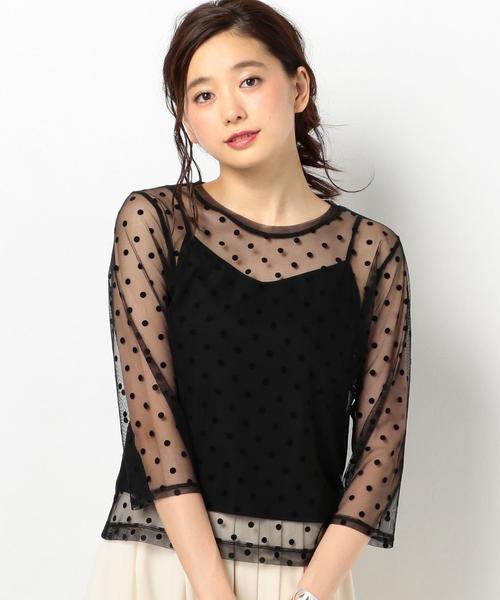 Another Edition（アナザーエディション）の「フロッキードットチュール8分袖プルオーバー/ AEBFC ﾌﾛｯｷｰ DOT TULLE  T◆（シャツ/ブラウス・レディース・ブラック/ピンク・FREE）」の14枚目の写真