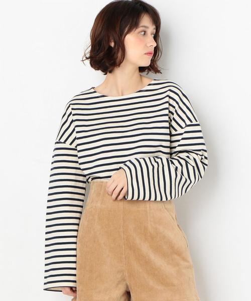 Another Edition(アナザーエディション)の「ボーダーLSL TEE(Tシャツ/カットソー・レディース・ベージュ/ネイビー/ライトピンク・FREE)」の12枚目の写真