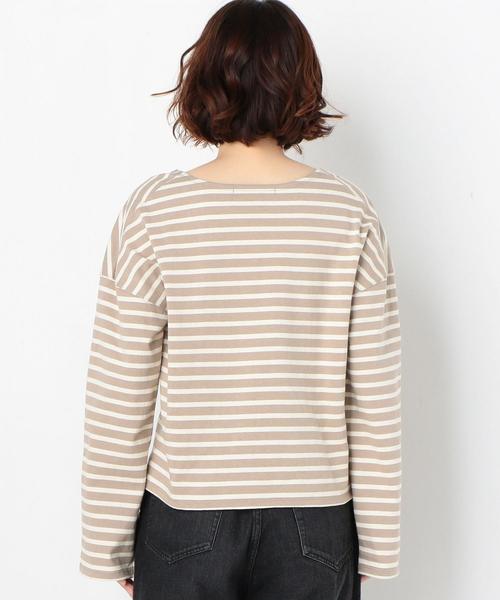 Another Edition(アナザーエディション)の「ボーダーLSL TEE(Tシャツ/カットソー・レディース・ベージュ/ネイビー/ライトピンク・FREE)」の4枚目の写真