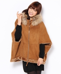 GRACE CONTINENTAL ブラウン ポンチョコート♡ GRACE CONTINENTAL（グレースコンチネンタル）の「ムートンジップ