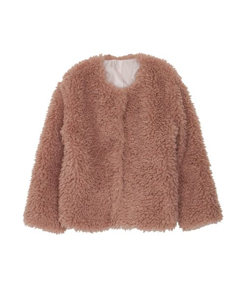 merry jenny（メリージェニー）の「ノーカラーエコファーコート（ブルゾン・レディース・ブラック/ピンク/ラベンダー・FREE）」の3枚目の写真