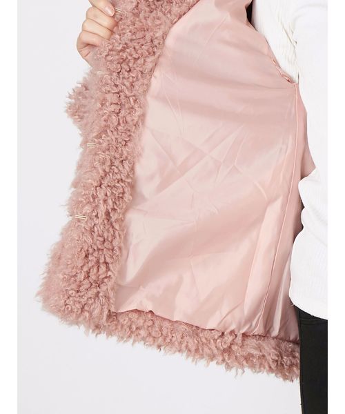 merry jenny（メリージェニー）の「ノーカラーエコファーコート（ブルゾン・レディース・ブラック/ピンク/ラベンダー・FREE）」の13枚目の写真