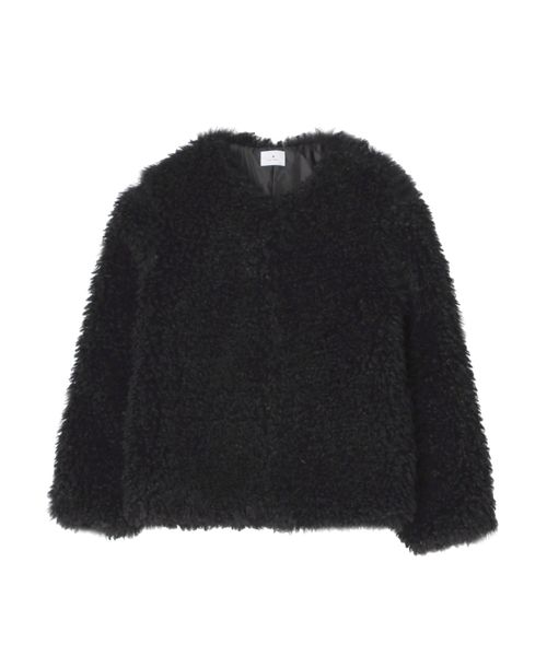 merry jenny（メリージェニー）の「ノーカラーエコファーコート（ブルゾン・レディース・ブラック/ピンク/ラベンダー・FREE）」の14枚目の写真