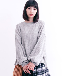 MERLOT | バルーンスリーブリブニットプルオーバー0075(ニット/セーター)