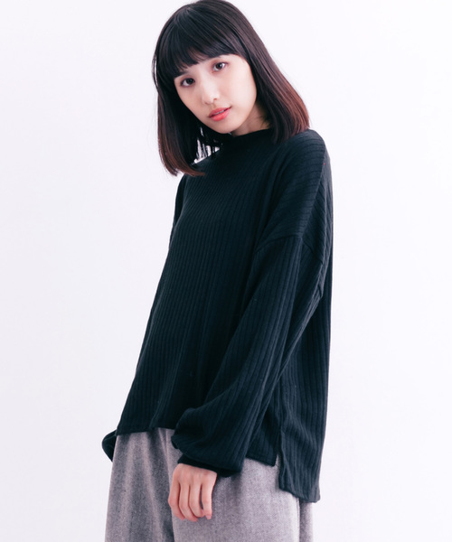 MERLOT（メルロー）の「バルーンスリーブリブニットプルオーバー0075（ニット/セーター・レディース・チェリーピンク/ブラック/ブルー/グレー・FREE）」の2枚目の写真