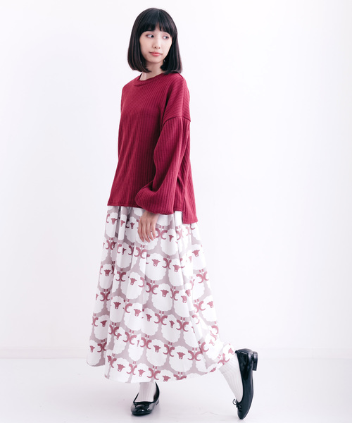 MERLOT（メルロー）の「バルーンスリーブリブニットプルオーバー0075（ニット/セーター・レディース・チェリーピンク/ブラック/ブルー/グレー・FREE）」の13枚目の写真