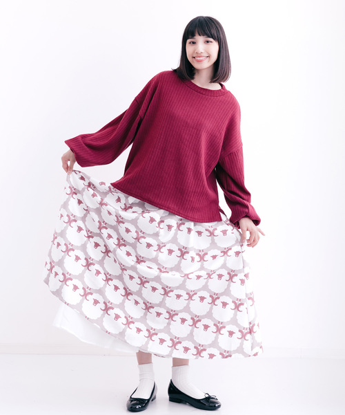 MERLOT（メルロー）の「バルーンスリーブリブニットプルオーバー0075（ニット/セーター・レディース・チェリーピンク/ブラック/ブルー/グレー・FREE）」の18枚目の写真