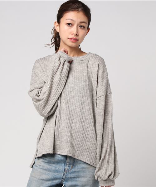 MERLOT（メルロー）の「バルーンスリーブリブニットプルオーバー0075（ニット/セーター・レディース・チェリーピンク/ブラック/ブルー/グレー・FREE）」の15枚目の写真