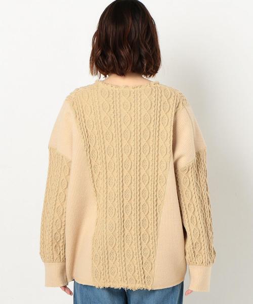 Another Edition（アナザーエディション）の「ケーブル×リブコンビPO（Tシャツ/カットソー・レディース・ライトグレー/ベージュ・FREE）」の3枚目の写真