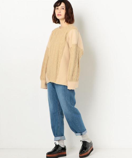 Another Edition（アナザーエディション）の「ケーブル×リブコンビPO（Tシャツ/カットソー・レディース・ライトグレー/ベージュ・FREE）」の6枚目の写真