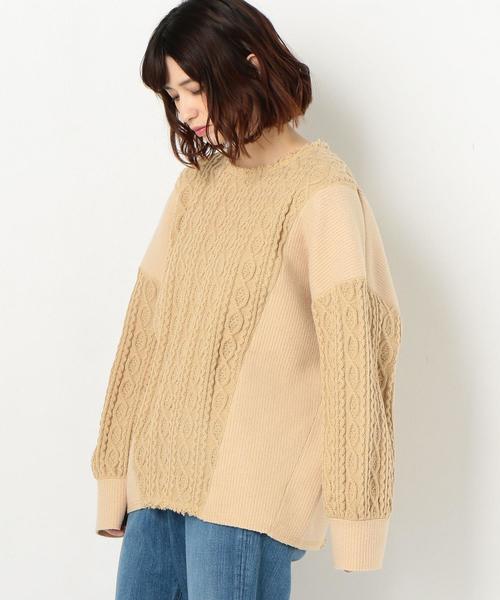 Another Edition（アナザーエディション）の「ケーブル×リブコンビPO（Tシャツ/カットソー・レディース・ライトグレー/ベージュ・FREE）」の10枚目の写真