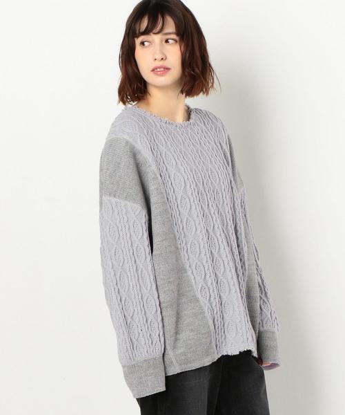 Another Edition（アナザーエディション）の「ケーブル×リブコンビPO（Tシャツ/カットソー・レディース・ライトグレー/ベージュ・FREE）」の13枚目の写真