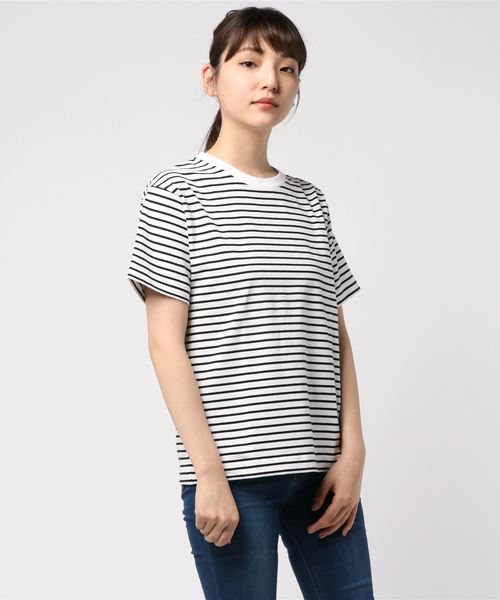 LOWRYS FARM（ローリーズファーム）の「ＵＳＡベーシックＴシャツ　783593 （Tシャツ/カットソー・レディース・ブラック/パープル/グレー/オフホワイト/オレンジ/ホワイト×ブラック・MEDIUM/LARGE）」の10枚目の写真