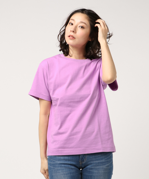 LOWRYS FARM（ローリーズファーム）の「ＵＳＡベーシックＴシャツ　783593 （Tシャツ/カットソー・レディース・ブラック/パープル/グレー/オフホワイト/オレンジ/ホワイト×ブラック・MEDIUM/LARGE）」の13枚目の写真