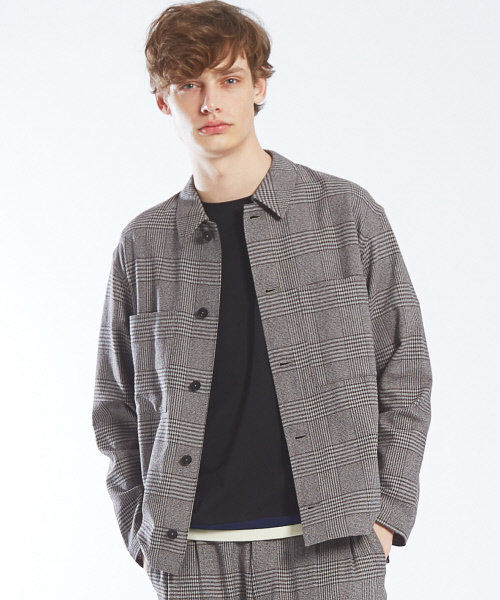 ABAHOUSE(アバハウス)の「【セットアップ対応】ブークレーグレンチェック シャツブルゾン(シャツ/ブラウス・メンズ・ベージュ/ネイビー・46/48)」の3枚目の写真
