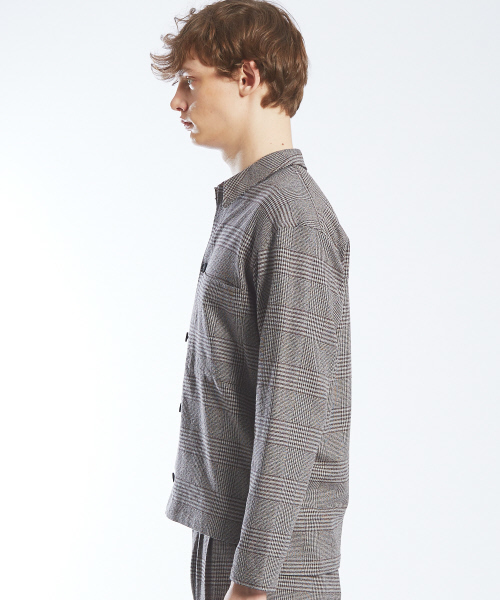 ABAHOUSE(アバハウス)の「【セットアップ対応】ブークレーグレンチェック シャツブルゾン(シャツ/ブラウス・メンズ・ベージュ/ネイビー・46/48)」の4枚目の写真