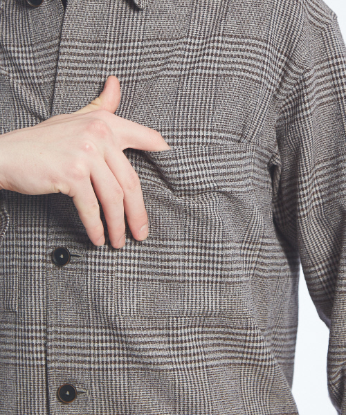 ABAHOUSE(アバハウス)の「【セットアップ対応】ブークレーグレンチェック シャツブルゾン(シャツ/ブラウス・メンズ・ベージュ/ネイビー・46/48)」の8枚目の写真