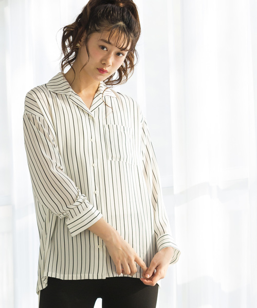 WEGO(ウィゴー)の「WEGO/シアー開襟ビッグシルエットシャツ(シャツ/ブラウス・レディース・ホワイト系その他4/ブラック/ホワイト/ブルー系その他4・FREE)」の1枚目の写真