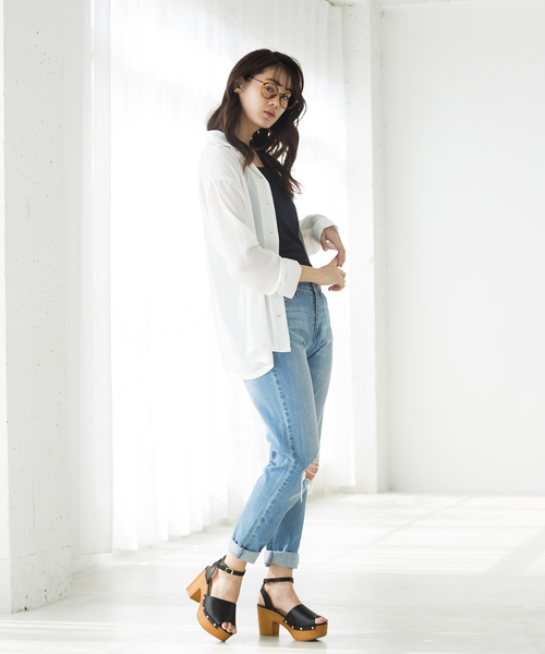 WEGO(ウィゴー)の「WEGO/シアー開襟ビッグシルエットシャツ(シャツ/ブラウス・レディース・ホワイト系その他4/ブラック/ホワイト/ブルー系その他4・FREE)」の21枚目の写真