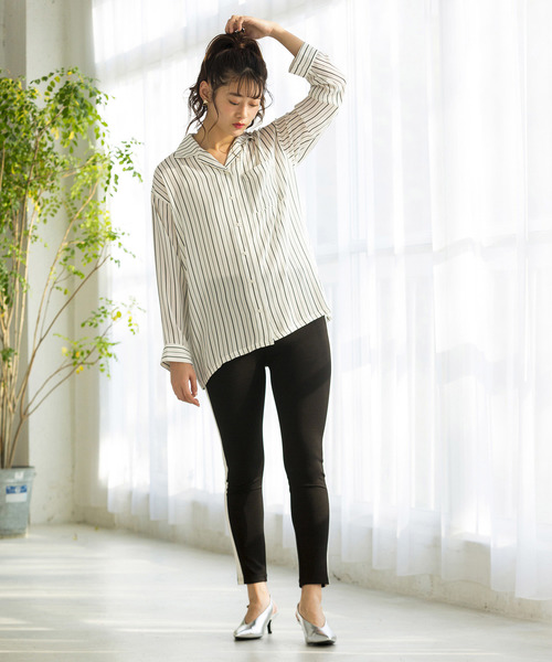 WEGO(ウィゴー)の「WEGO/シアー開襟ビッグシルエットシャツ(シャツ/ブラウス・レディース・ホワイト系その他4/ブラック/ホワイト/ブルー系その他4・FREE)」の20枚目の写真