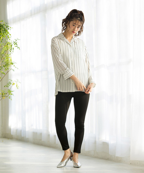 WEGO(ウィゴー)の「WEGO/シアー開襟ビッグシルエットシャツ(シャツ/ブラウス・レディース・ホワイト系その他4/ブラック/ホワイト/ブルー系その他4・FREE)」の18枚目の写真