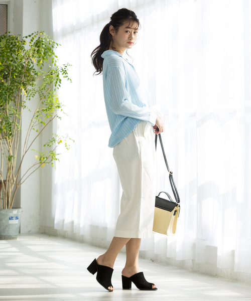 WEGO(ウィゴー)の「WEGO/シアー開襟ビッグシルエットシャツ(シャツ/ブラウス・レディース・ホワイト系その他4/ブラック/ホワイト/ブルー系その他4・FREE)」の13枚目の写真