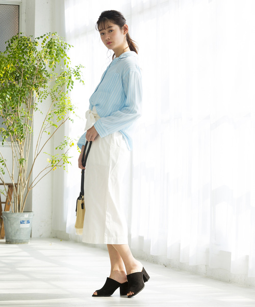 WEGO(ウィゴー)の「WEGO/シアー開襟ビッグシルエットシャツ(シャツ/ブラウス・レディース・ホワイト系その他4/ブラック/ホワイト/ブルー系その他4・FREE)」の10枚目の写真