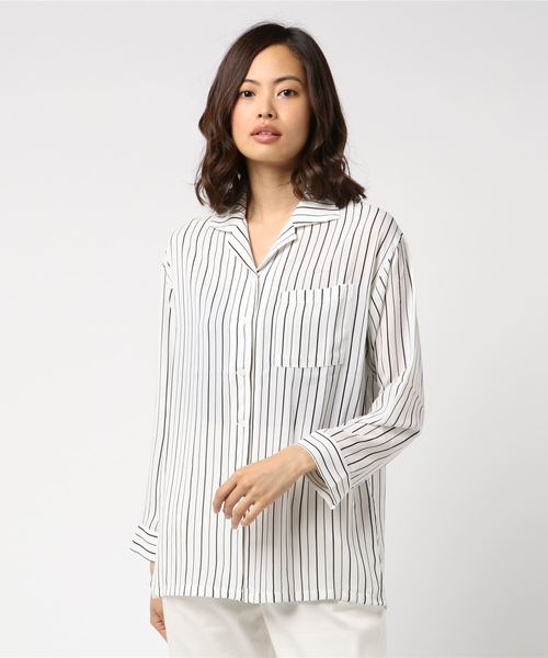 WEGO(ウィゴー)の「WEGO/シアー開襟ビッグシルエットシャツ(シャツ/ブラウス・レディース・ホワイト系その他4/ブラック/ホワイト/ブルー系その他4・FREE)」の8枚目の写真