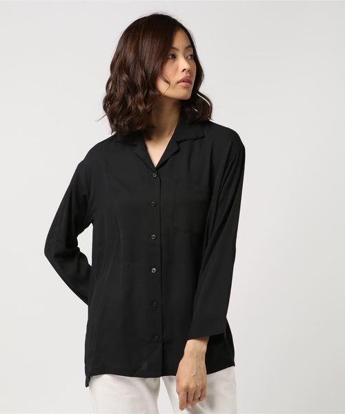 WEGO(ウィゴー)の「WEGO/シアー開襟ビッグシルエットシャツ(シャツ/ブラウス・レディース・ホワイト系その他4/ブラック/ホワイト/ブルー系その他4・FREE)」の7枚目の写真