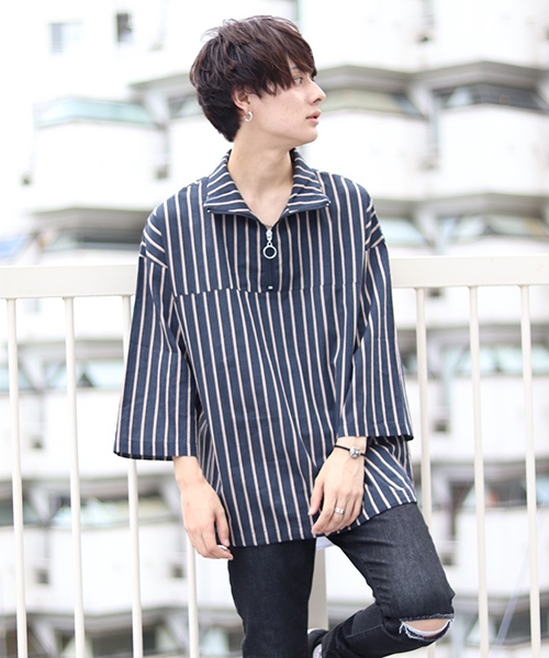 kutir（クティール）の「halfzip PO 8sleeve / ハーフジッププルオーバー８分袖（シャツ/ブラウス・メンズ・ブラック系その他/グレー系その他/ベージュ系その他・MEDIUM/LARGE）」の2枚目の写真